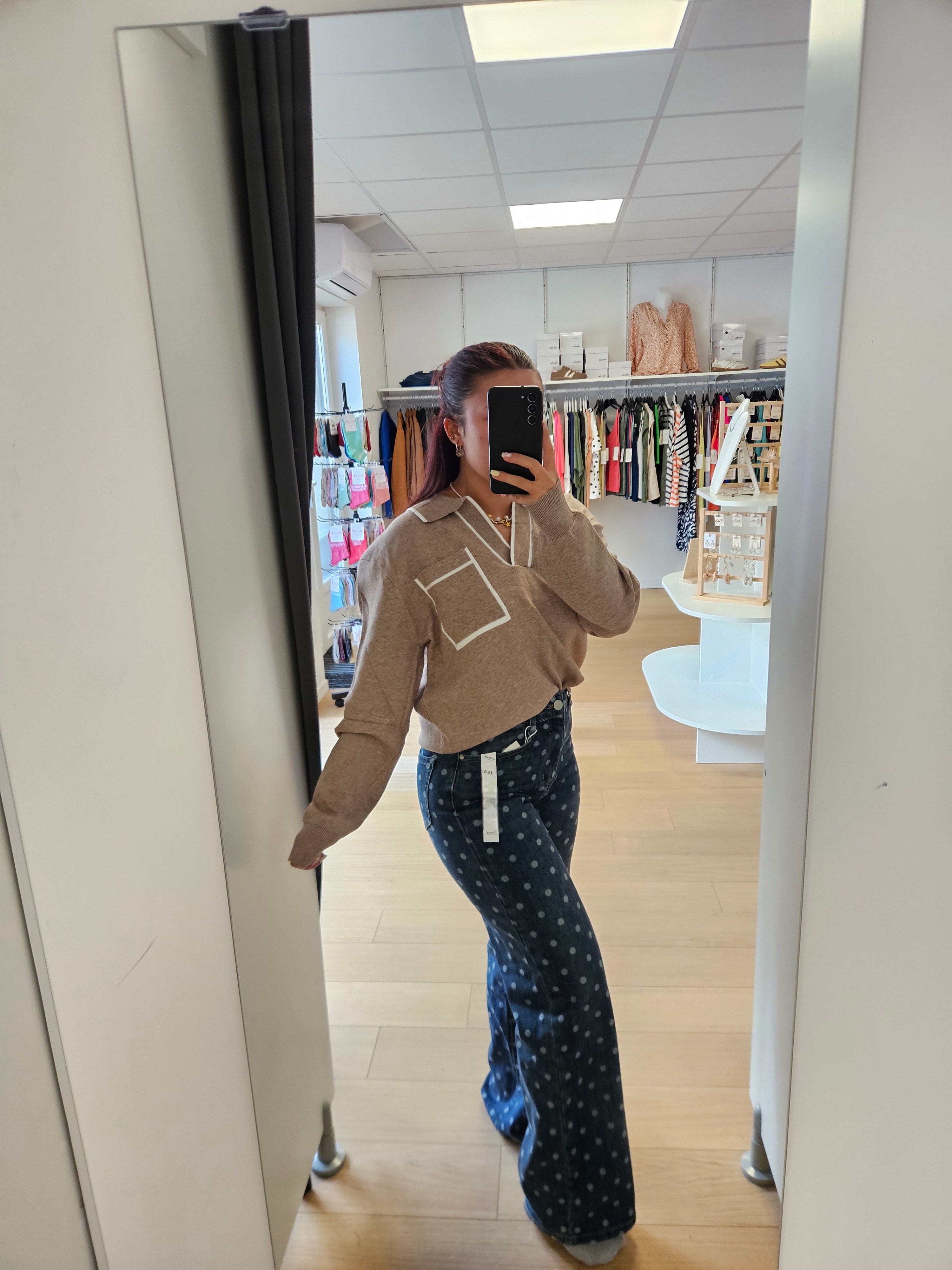 Jeans Wide Leg à pois