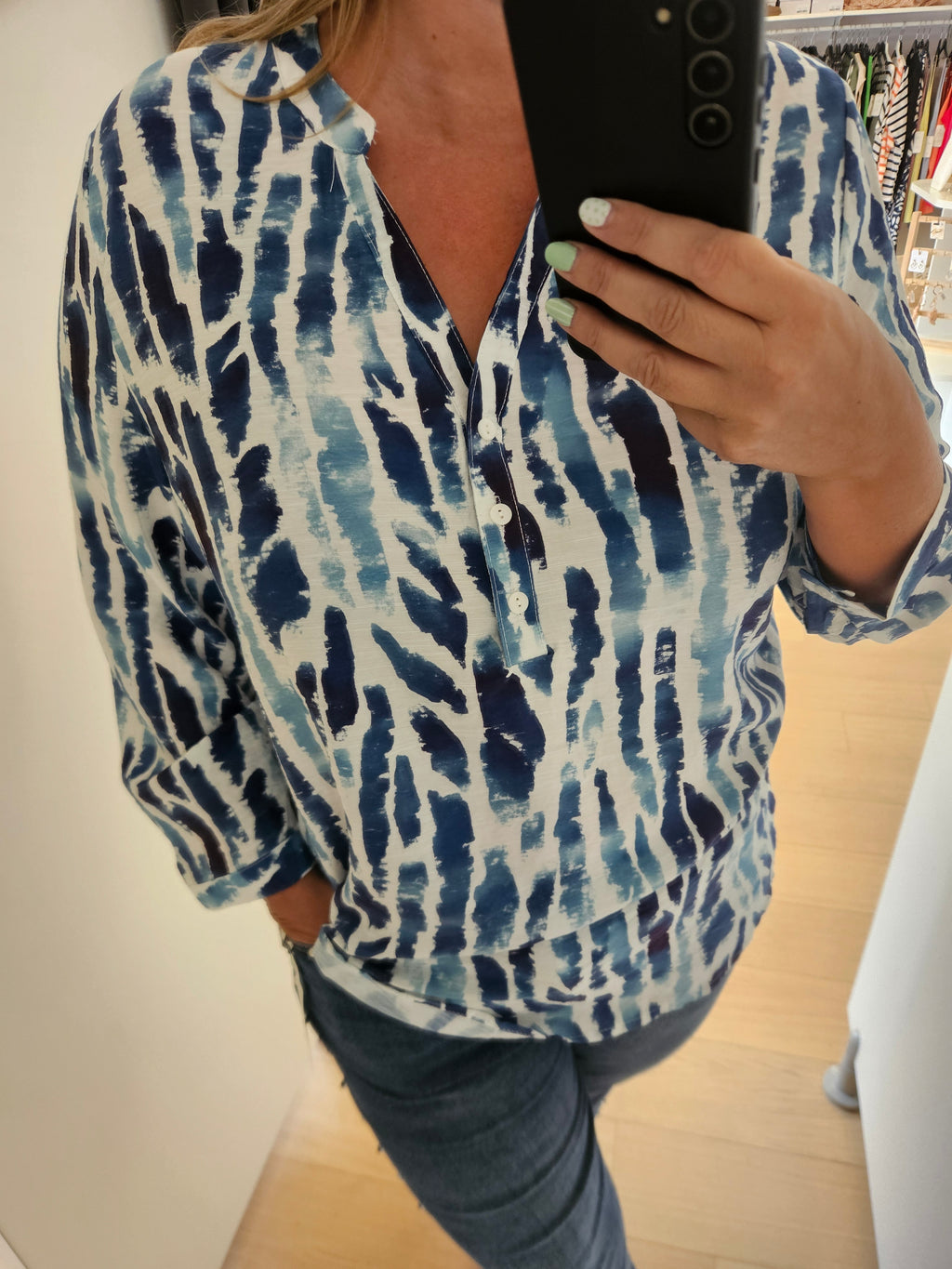Blouse à motif bleu
