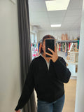Pull col chemise noir