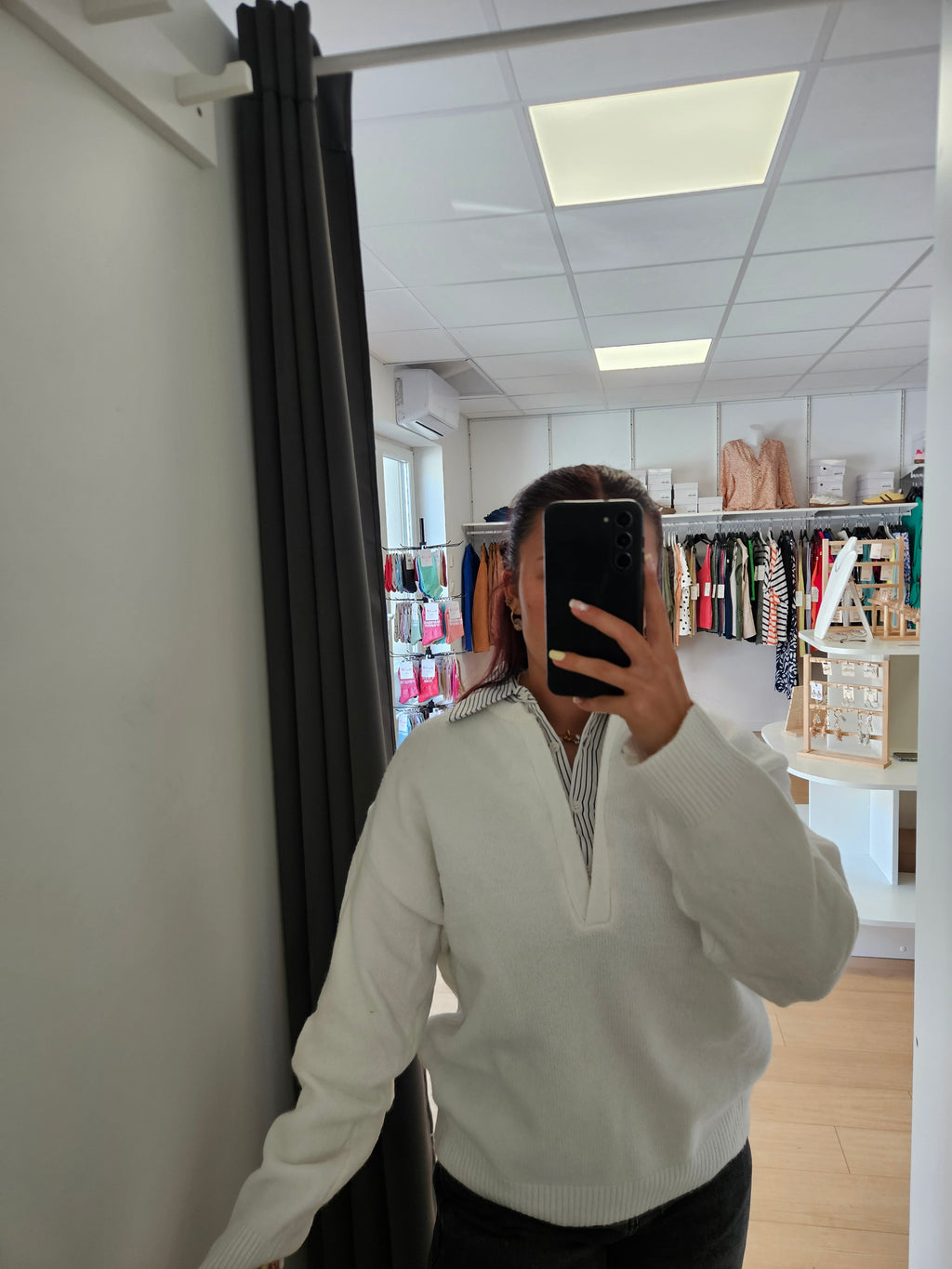 Pull col chemise rayé