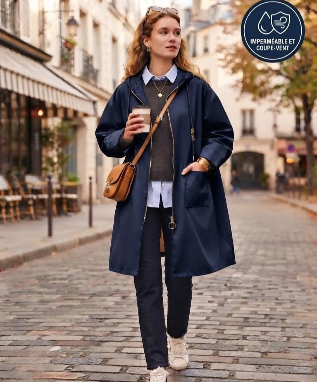 Veste imperméable bleu marine