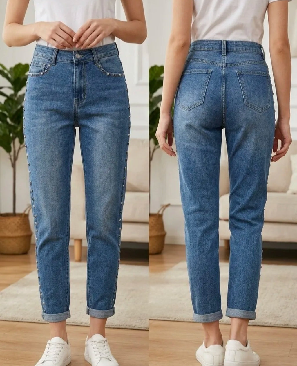 Jeans Mom clouté