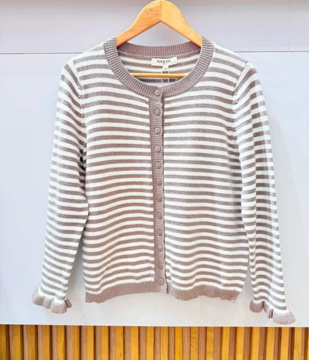 Gilet rayé taupe