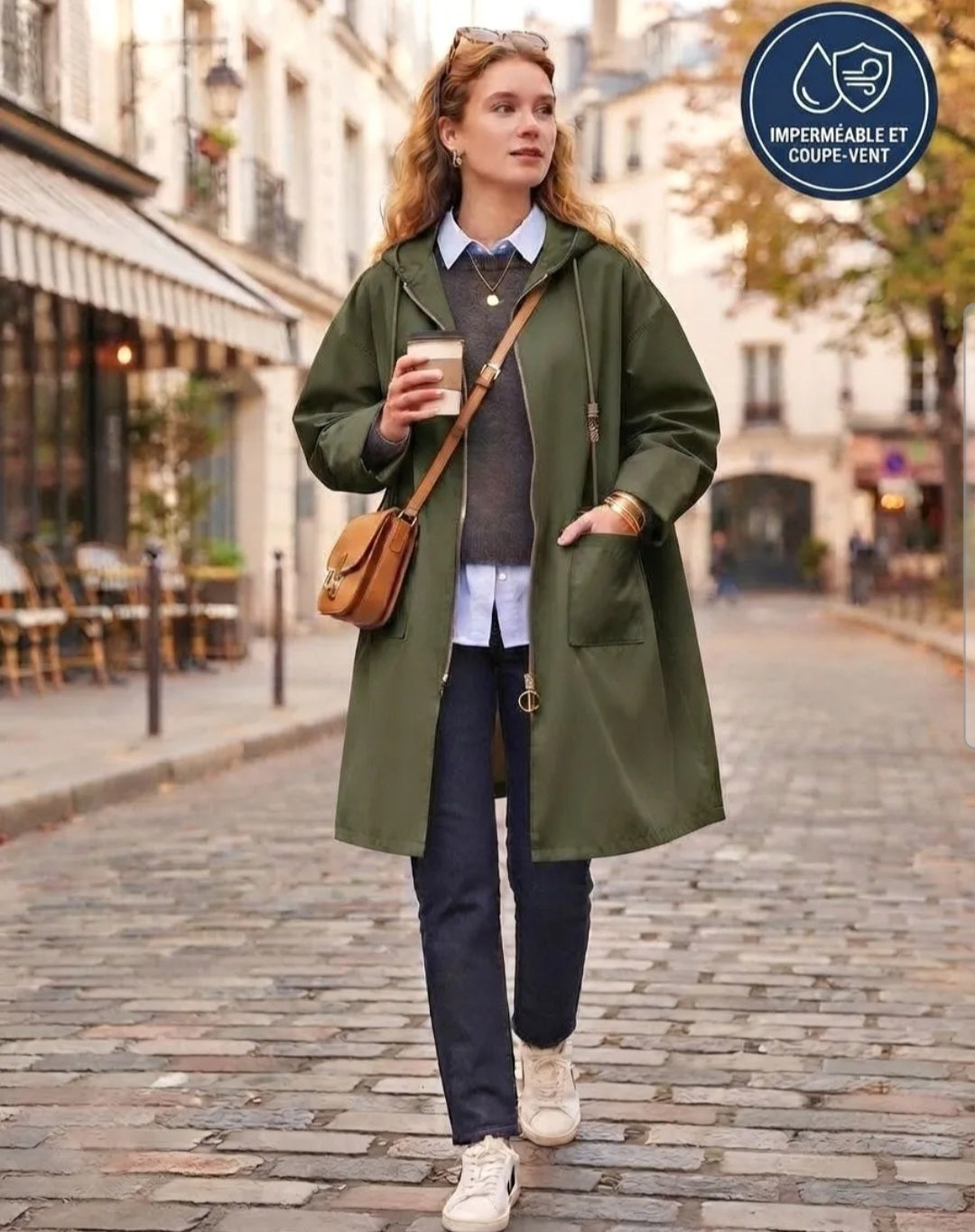 Veste imperméable kaki