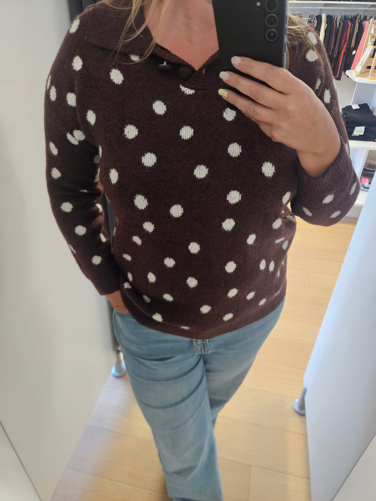 Pull choco à pois