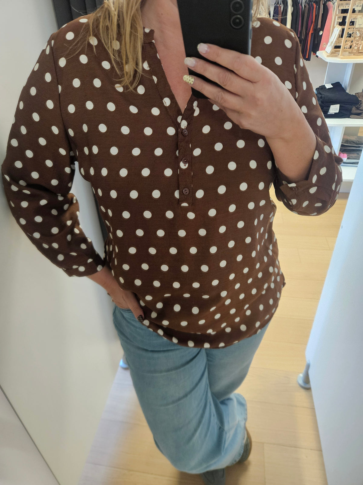 Blouse choco à pois