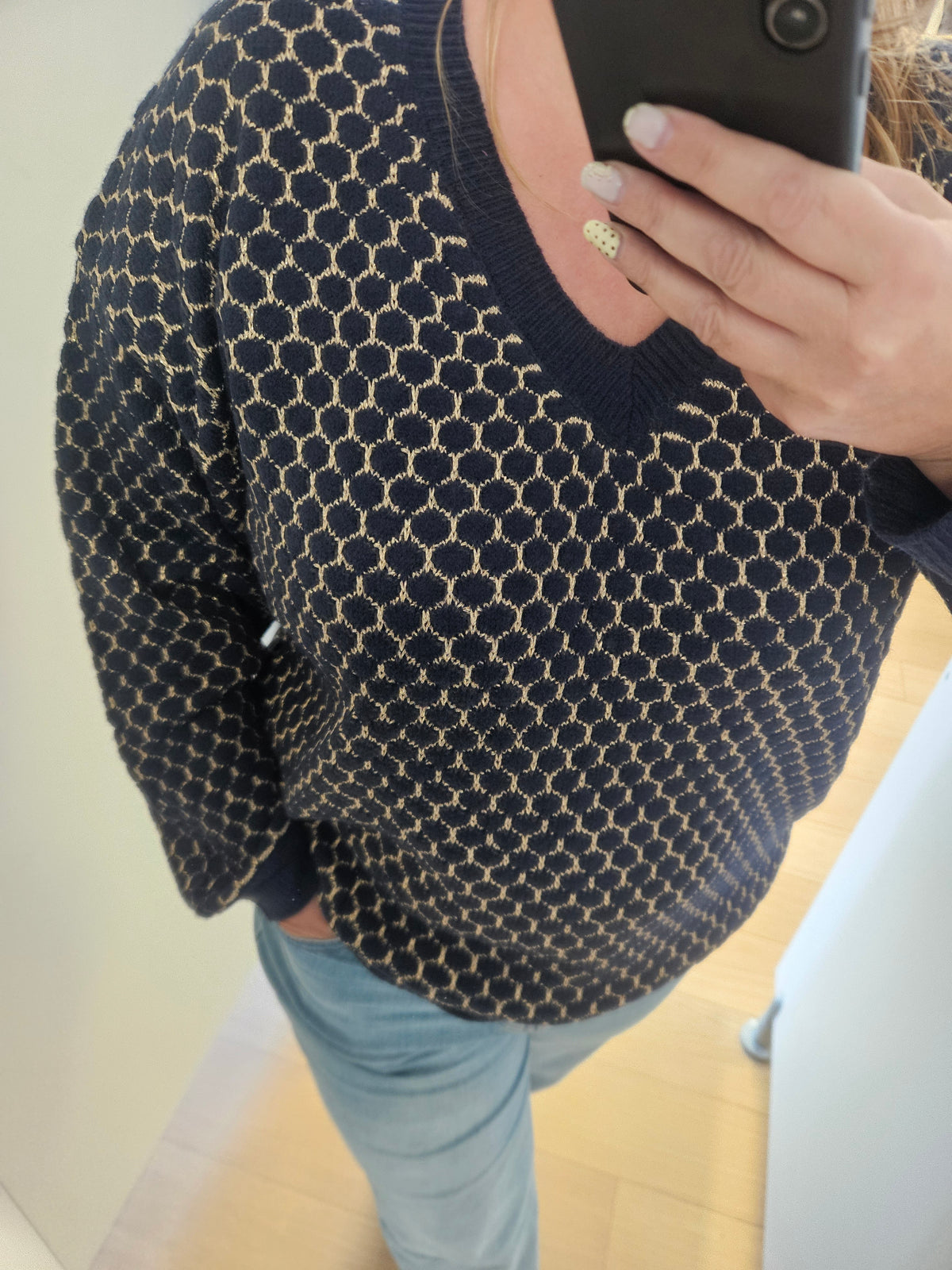 Pull bleu marine lurex doré