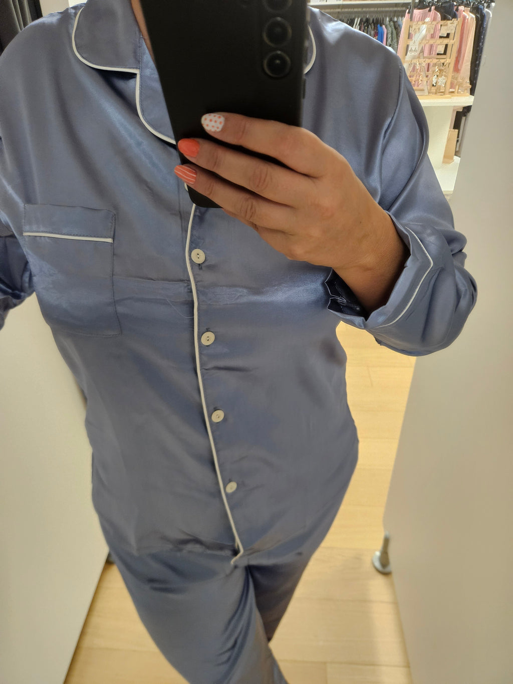 Pyjama satiné bleu