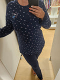 Pyjama marine à motif coeur