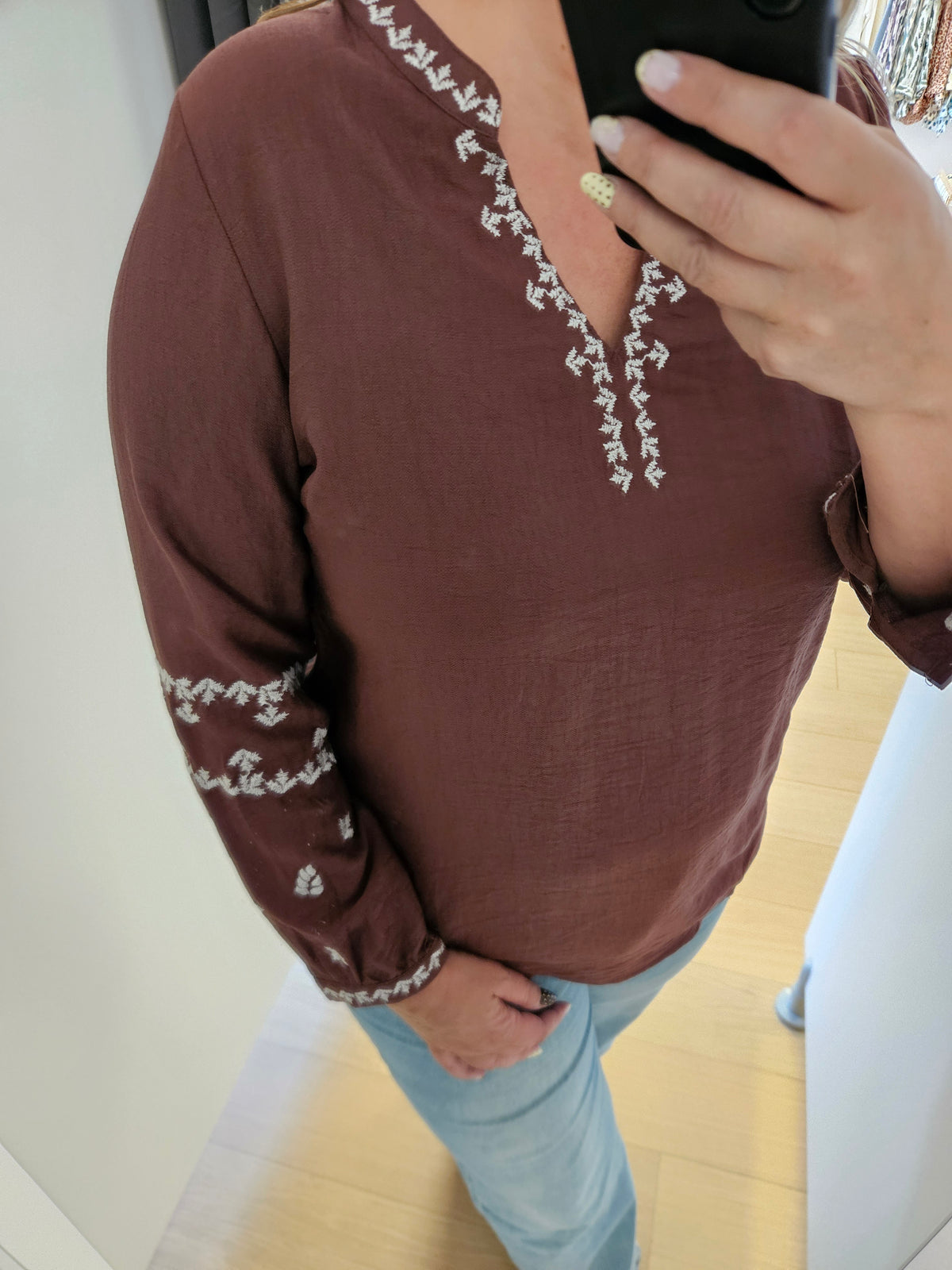 Blouse choco broderie
