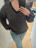 Pull bleu marine lurex doré