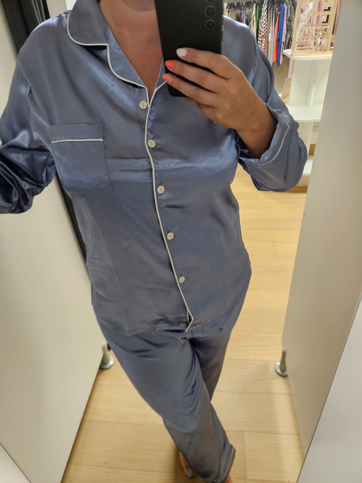 Pyjama satiné bleu