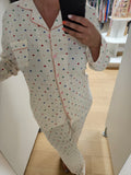 Pyjama beige à motif coeur