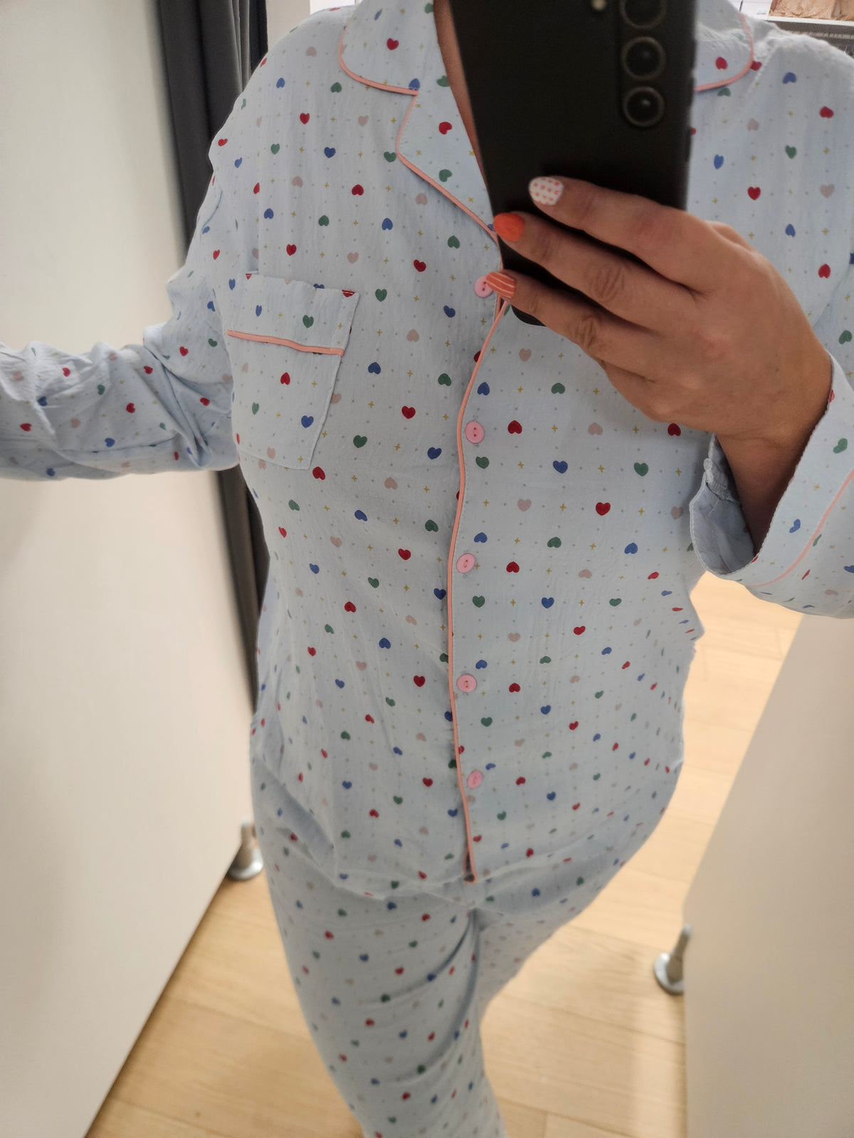 Pyjama bleu à motif coeur