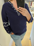 Blouse marine broderie