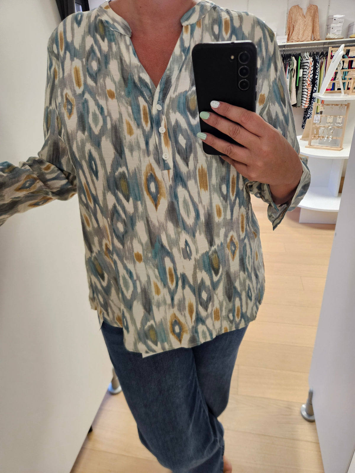 Blouse à motif bleu